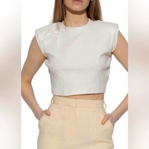 ALL SAINTS Coni Crop Top White- Minimalist Neutral Monochrome Large - EUC